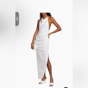 Amanda Uprichard Elektra Asymmetric Sequined Gown White Size Medium